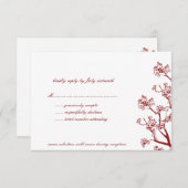 Red Cherry Blossoms Oriental Wedding RSVP Cards (Vorne/Hinten)