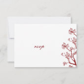 Red Cherry Blossoms Oriental Wedding RSVP Cards Karte (Rückseite)