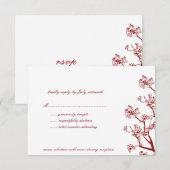 Red Cherry Blossoms Oriental Wedding RSVP Cards Karte (Vorne/Hinten)