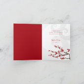 Red Cherry Blossoms & Spiral 2 Foto Asiatische Hoc Dankeskarte (Innenseite)