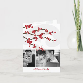 Red Cherry Blossoms & Spiral 2 Foto Asiatische Hoc Dankeskarte