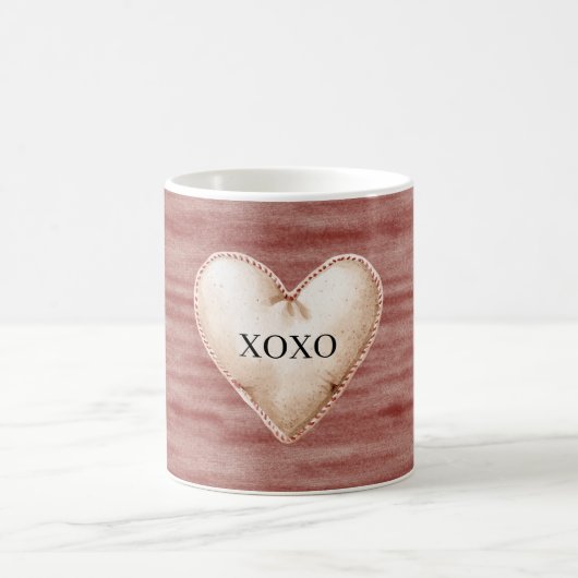 Red Cherry Blush Cream Heart XOXO Kaffeetasse (Mittel)