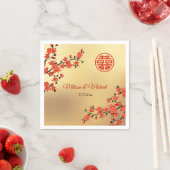 Red Cherry Blüten Gold Chinesisch Hochzeit Custom Serviette (Beispiel)