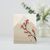 Red Cherry Blüten Mount Fuji Japan Illustration Postkarte (Stehend Vorderseite)
