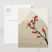 Red Cherry Blüten Mount Fuji Japan Illustration Postkarte (Vorne/Hinten)