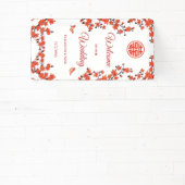 Red Cherry Blüten Weiße Chinesische Hochzeit Banner (InSitu)