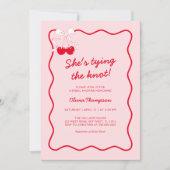 Red Cherry Bow verbindet das Brautparty des Knoten Einladung (Vorderseite)