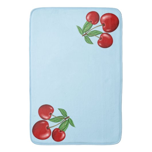 Red Cherry Cherries Design Customizable Badematte (Vorderseite Vertikal)