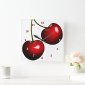 Red Cherry Clock Quadratische Wanduhr (Zuhause)