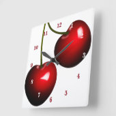 Red Cherry Clock Quadratische Wanduhr (Winkel)