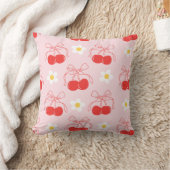Red Cherry Coquette Bow Daisies Floral Kissen (Decke)