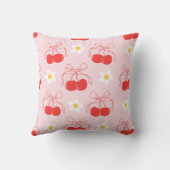 Red Cherry Coquette Bow Daisies Floral Kissen (Rückseite)