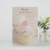 Red Cherry Cupcake Lined Recipe Geschirr (Stehend Vorderseite)