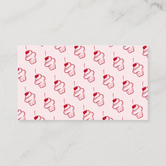 Red Cherry Cupcake Pink Girl Baby Dusche Begleitkarte (Rückseite)