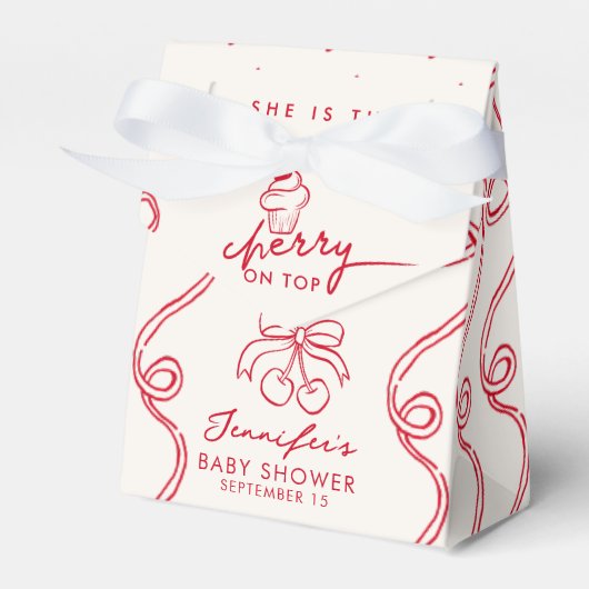 Red Cherry Cupcake Pink Girl Baby Dusche Geschenkschachtel (Vorderseite)
