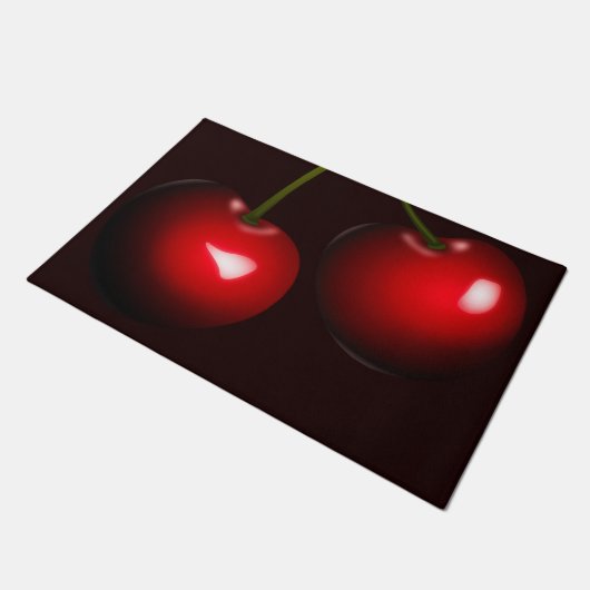 Red Cherry Doormat Früchte Ihre Farben Fußmatte (Schrägansicht)