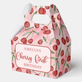 Red Cherry First Birthday Favor Boxes Geschenkschachtel