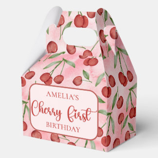 Red Cherry First Birthday Favor Boxes Geschenkschachtel