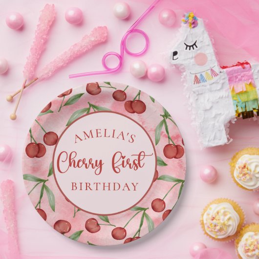 Red Cherry First Birthday Paper Teller (Party)