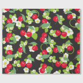 Red Cherry Frucht Green Blätter Hübsch Weiße Blume Geschenkpapier (Flach)