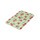 Red Cherry Frucht Grüne Blätter Pastel Lumberjack Badematte (Schrägansicht)