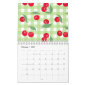 Red Cherry Frucht Grüne Blätter Pastel Lumberjack Kalender (Feb 2027)