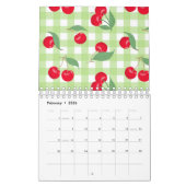 Red Cherry Frucht Grüne Blätter Pastel Lumberjack Kalender (Feb 2026)