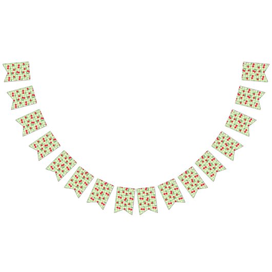 Red Cherry Frucht Grüne Blätter Pastel Lumberjack Wimpelkette (Alle)