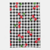 Red Cherry Gingham Black & White Buffalo Kariert Geschirrtuch (Vertikal)