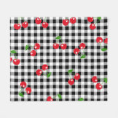 Red Cherry Gingham Black & White Checked Cosy Fleecedecke (Vorderseite (Horizontal))