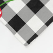 Red Cherry Gingham Black & White Checked Cosy Fleecedecke (Ecke)