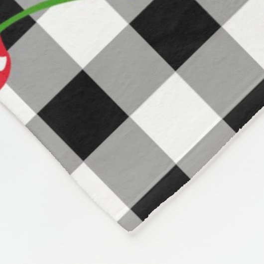 Red Cherry Gingham Black & White Checked Cosy Fleecedecke (Ecke)