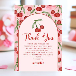 Red Cherry Girl zum Geburtstag Danke-Karte Dankeskarte