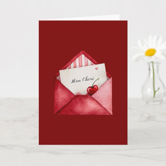 Red Cherry Heart Envelope Valentine's Day Karte (Kleine Pflanze)
