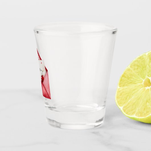 Red Cherry Heart Envelope Valentine's Day Schnapsglas (Rechts)