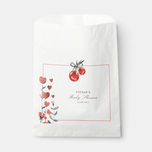 Red Cherry Heart Floral Geschenktütchen (Vorderseite)