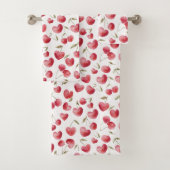 Red Cherry Hearts Badhandtuch Set (Insitu)