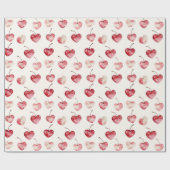 Red Cherry Hearts Valentine's Day Geschenkpapier (Flach)