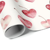 Red Cherry Hearts Valentine's Day Geschenkpapier (Rolleneckpunkt)