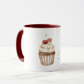 Red Cherry Hearts Vanilla Cupcake   Tasse (Vorderseite Links)