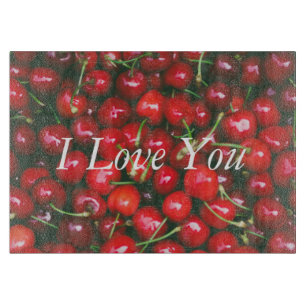 Red Cherry - I Liebe You (anpassbarer Text) Schneidebrett