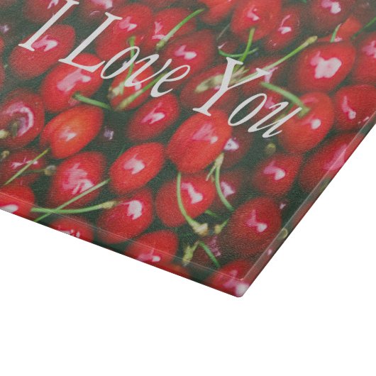Red Cherry - I Liebe You (anpassbarer Text) Schneidebrett (Ecke)