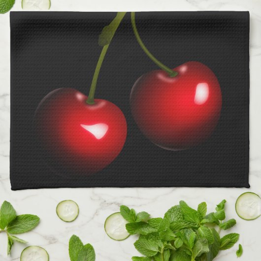 Red Cherry Kitchtuch - Custom Colors Geschirrtuch (Gefaltet)