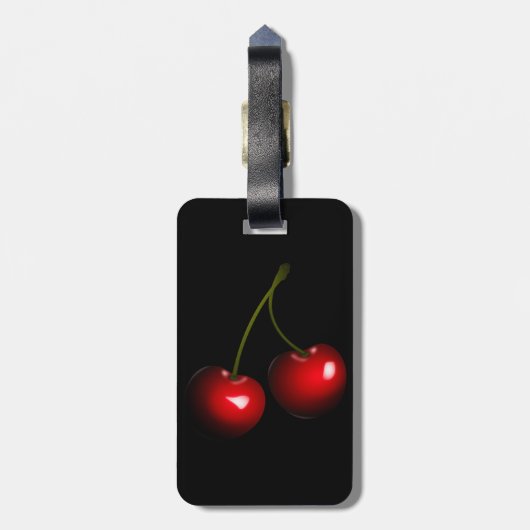 Red Cherry Luggage Tag - Anpassbar Gepäckanhänger (Rückseite vertikal)