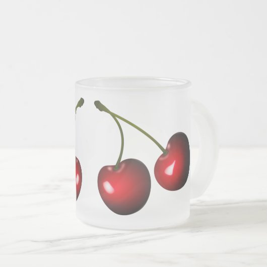 Red Cherry Mattiert Glass Coffee Tasse (VorderseiteRechts)