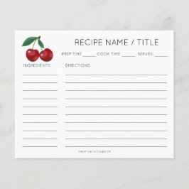 Red Cherry Moderne Minimalistische Rezept Card