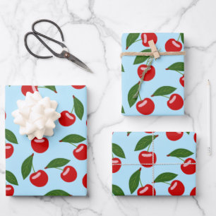 Red Cherry Pattern Geschenkpapier Set
