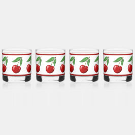 Red Cherry Pattern Whiskyglas
