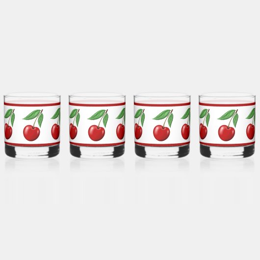 Red Cherry Pattern Whiskyglas (Vorderseite)