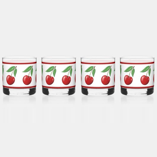 Red Cherry Pattern Whiskyglas (Links)